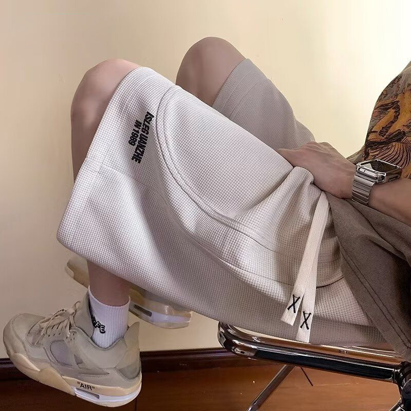 Простые функциональные рабочие шорты в Корейском стиле для мужчин, тонкие повседневные Молодежные уличные спортивные штаны в стиле хип-хоп, y2k, лето