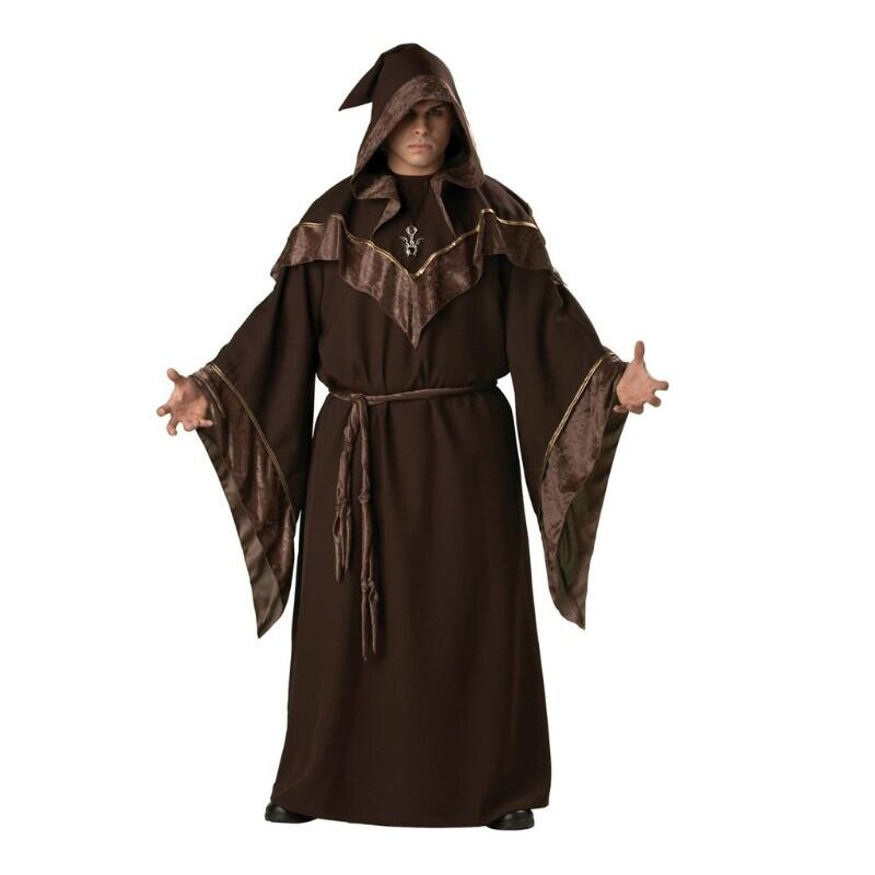Man Religieuze Peetvader Tovenaar Kostuum Goethe Gewaden Kleding Cosplay Halloween Tovenaar Kleding Vampier Dood Mantel