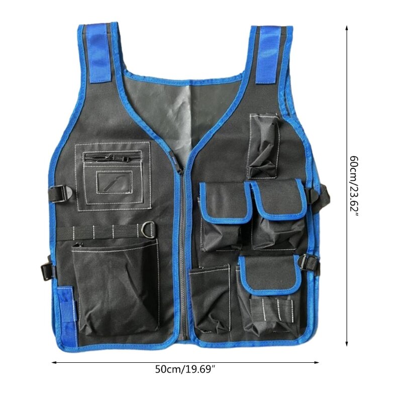 Tool Vest with Blue Trim, Designed for Electricians and Home Improvement Projects Dropship