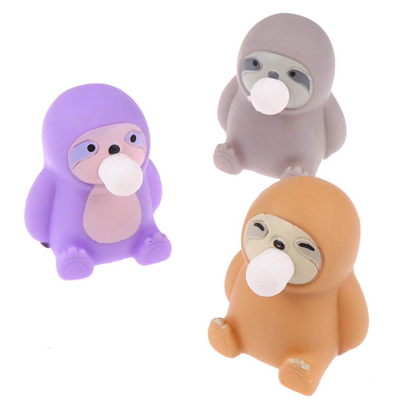 Fidget Toy Lovely Sloth Squeeze Animal Spit Bubble Toy Party Favor Pressure Release Vent Ball For Kid Adults Children
