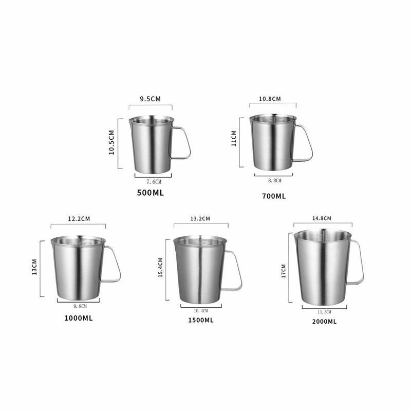 With Scale Kitchen Gadgets Cups Utensils Stainless Steel Kitchen Accessories Measuring Cup Kitchen Tools Milk Tea Cup