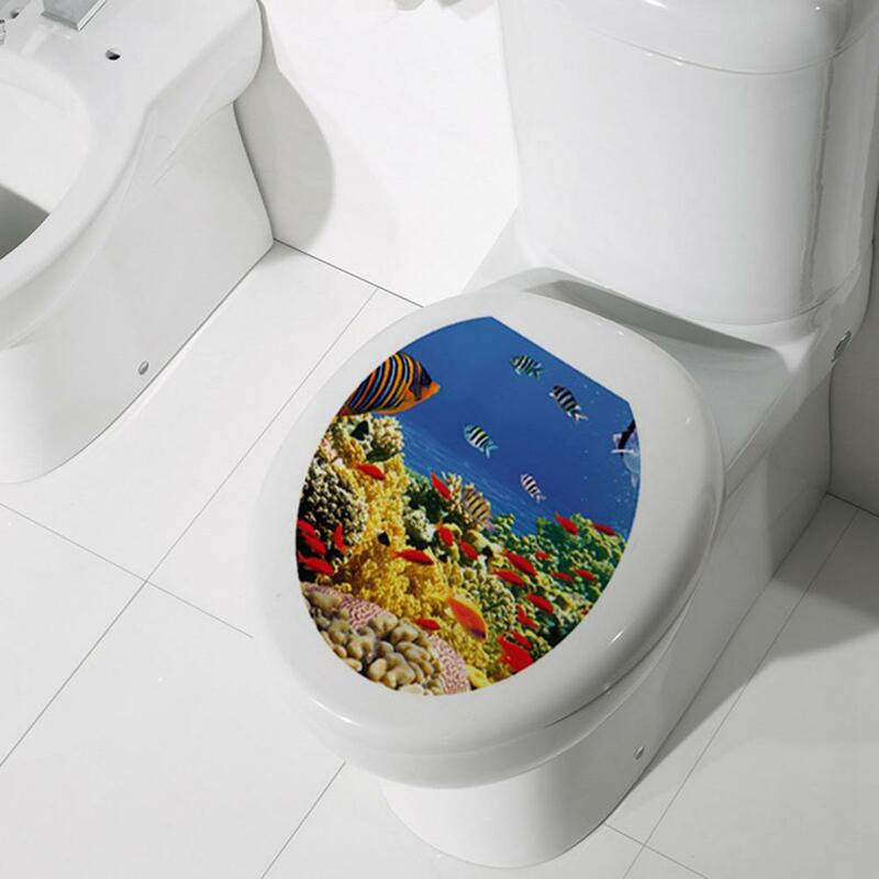 Tropical Toilet Decal Beach Inspired Bathroom Decor Ocean Beach Starfish Toilet Sticker Removable Self-adhesive for Room