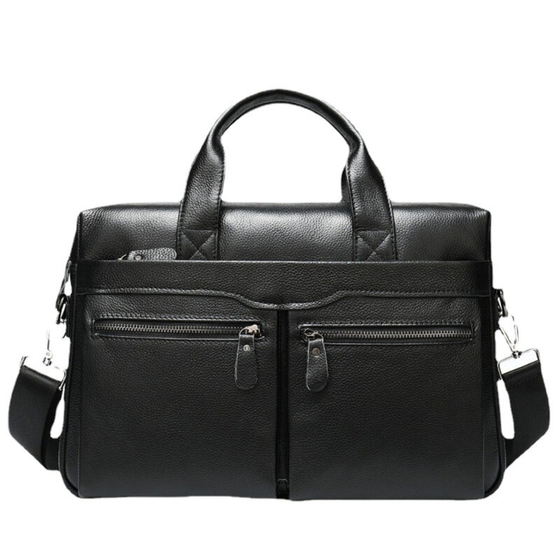 Men Briefcase Genuine Leather Business 14 Inch Laptop Bag Casual Shoulder Messenger Bag Capacity Office Bag Tote Handle Handbag