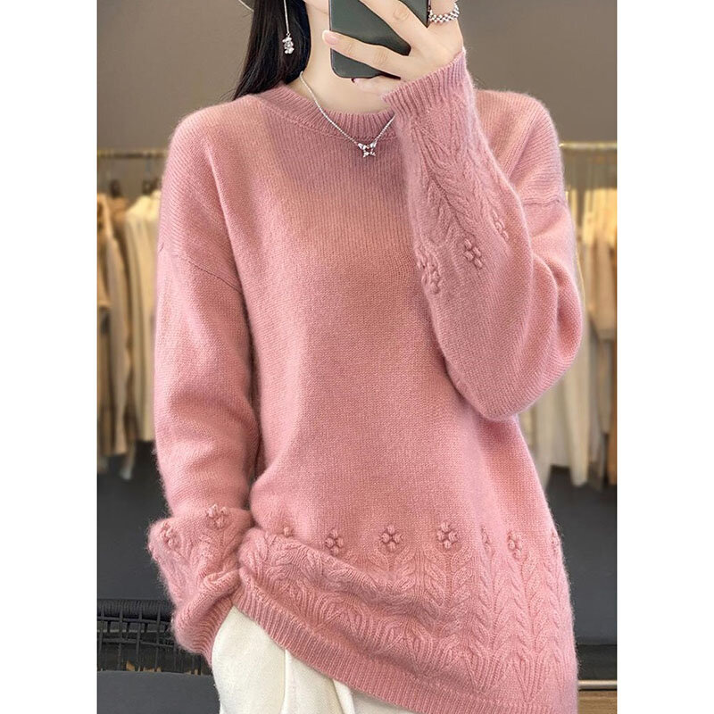 Autumn Winter Half High Collar Knitted Sweater Women Pullover New Fashion Loose Thicke Warm Casual Knitted Female Bottom Shirt