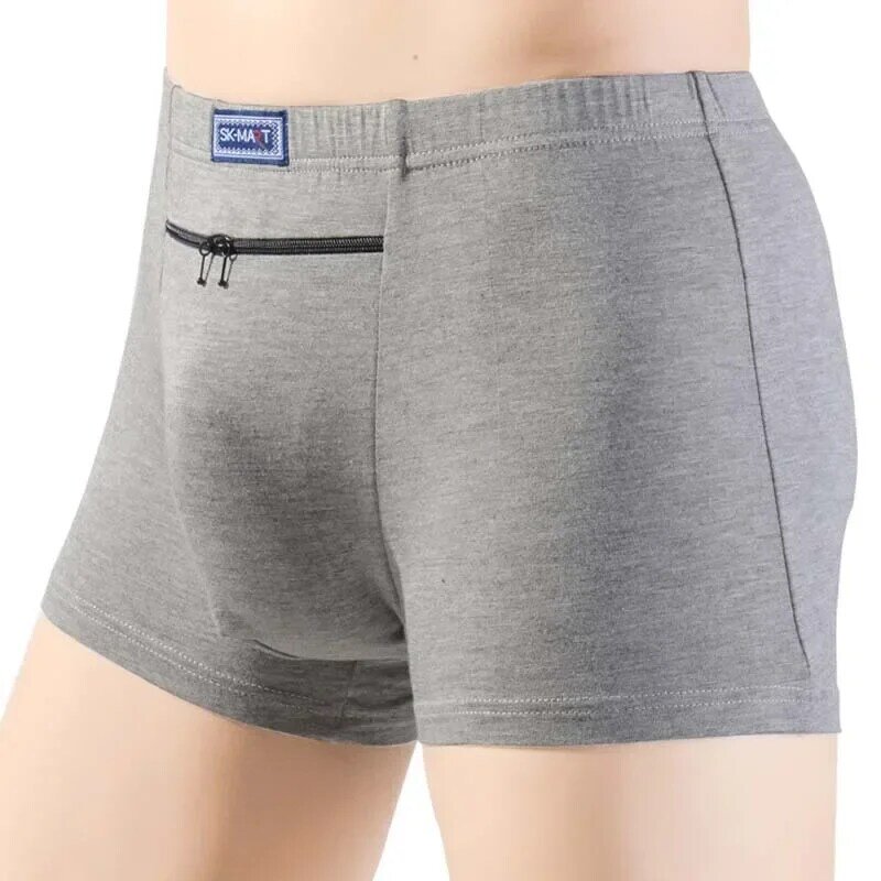 Men Boxer Sexy Hidden Pocket Secret Briefs Outdoor Sex Front Stash Pocket Soft Keep Pickpocket Proof Underwear Safe Protector