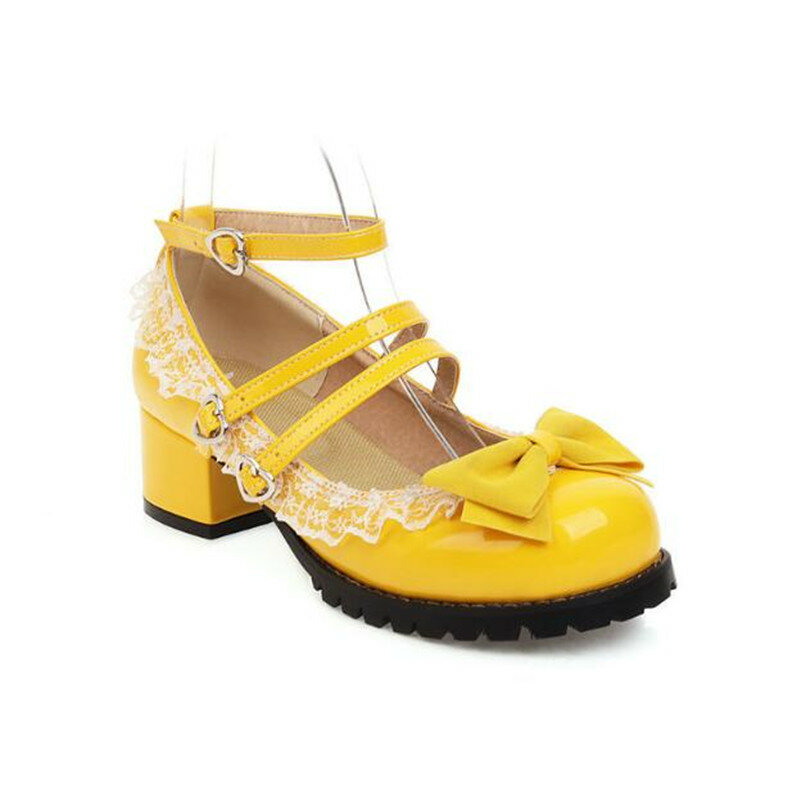 Japan Girls Shoes Women Pumps British Style Retro Mary Jane Shoe Lolita Princess Thick Heel Black Round Toe JK Uniform Shoe30-46
