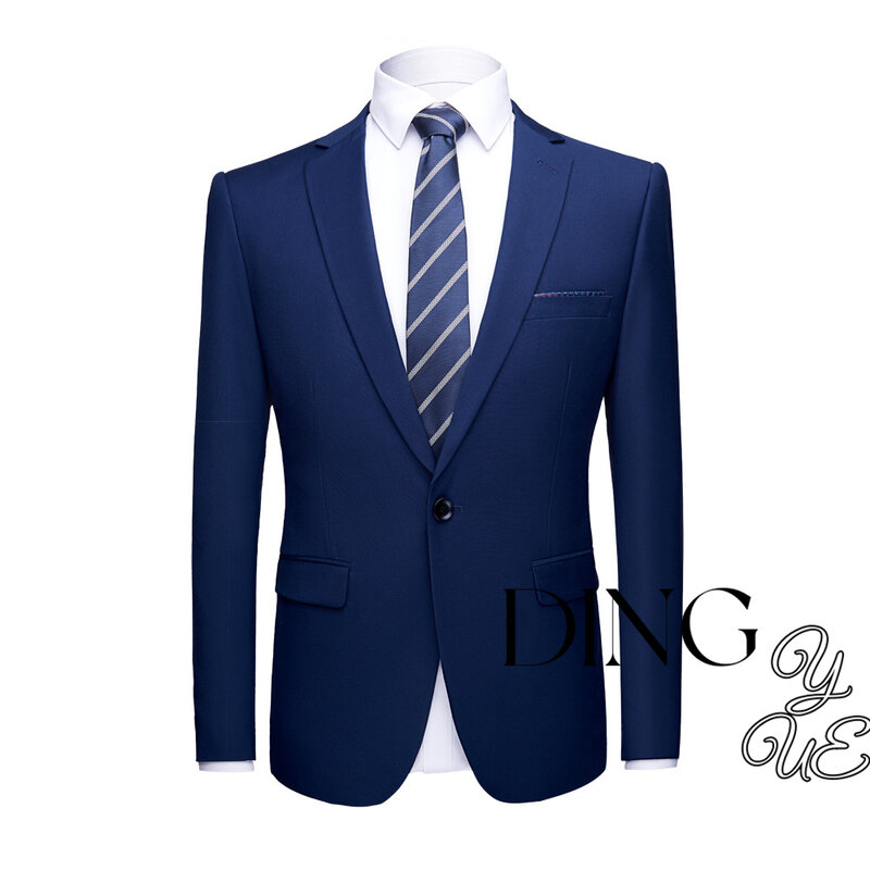 Jaket pria jas kerja karir bisnis mode tampan mode Inggris kualitas tinggi blazer empat musim berkancing sebaris