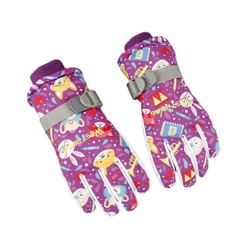 Sarung tangan Ski anak, 1 pasang sarung tangan Ski musim dingin, sarung tangan tebal, Beludru, lucu tahan angin, sarung tangan olahraga anak-anak luar ruangan