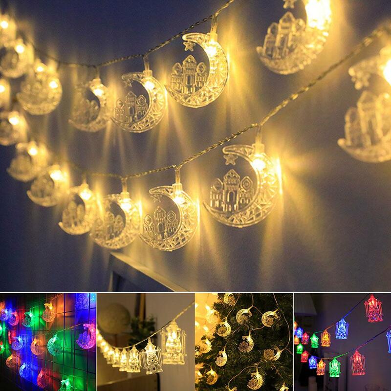 20LED księżycowy zamek Ramadan sznurek lampka nocna na baterie Eid ślub Mubarak światła dekoracja 300cm imprezowa atmosfera działa V3F2