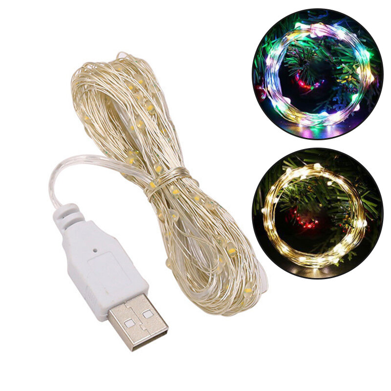 LED اكليل الجنية أضواء لعيد الميلاد الديكور ، بطارية ، USB ، جارلاند ، حفل زفاف ، 1 متر ، 2 متر ، 5 متر