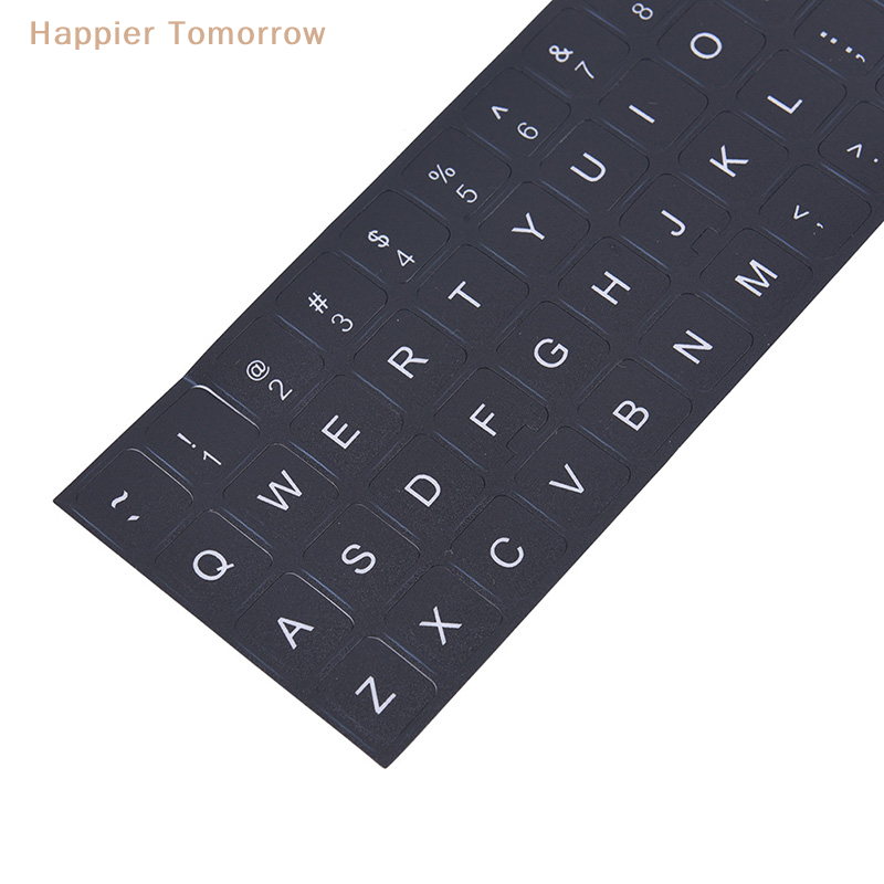แป้นพิมพ์ภาษาอังกฤษเปลี่ยนสติกเกอร์สีขาวบนสีดำคอมพิวเตอร์พีซีแล็ปท็อป
