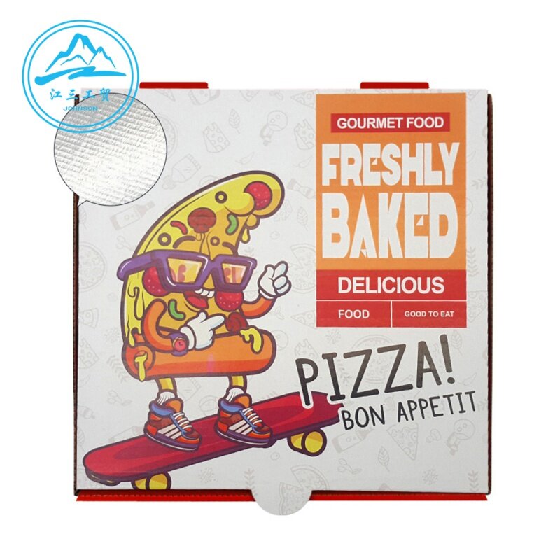 クラフトホワイトのピザボックス,パーソナライズされたロゴの印刷,ピザ用の空の段ボール箱,カスタマイズされた製品