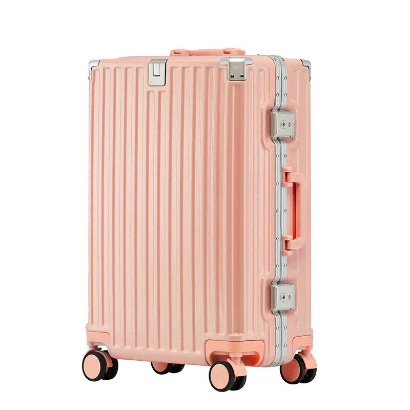 男性と女性のためのアルミニウムフレーム付きスーツケース,頑丈なキャビンケース,パスワード付きスーツケース,トラベルボード,26, 24インチ