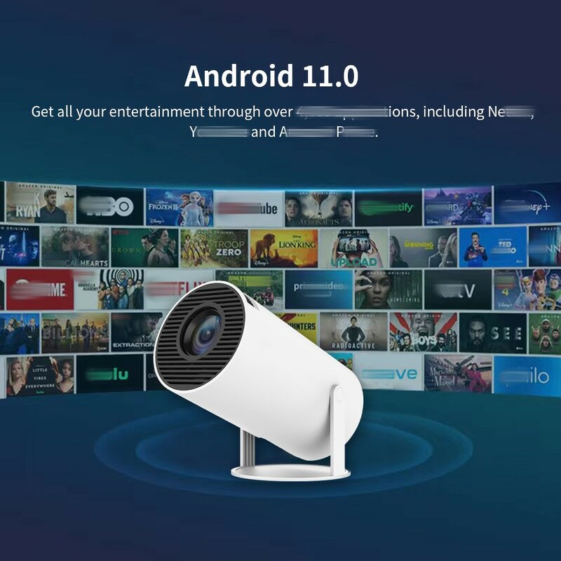Salange HY300 Inteligentny projektor Android 11.0 MINI Przenośne kino domowe WIFI 130-calowy projektor wideo 1280 * 720P Wsparcie 1080P Dla SAMSUNG Apple Android Telefon komórkowy Zewnętrzny film 4K HDMI