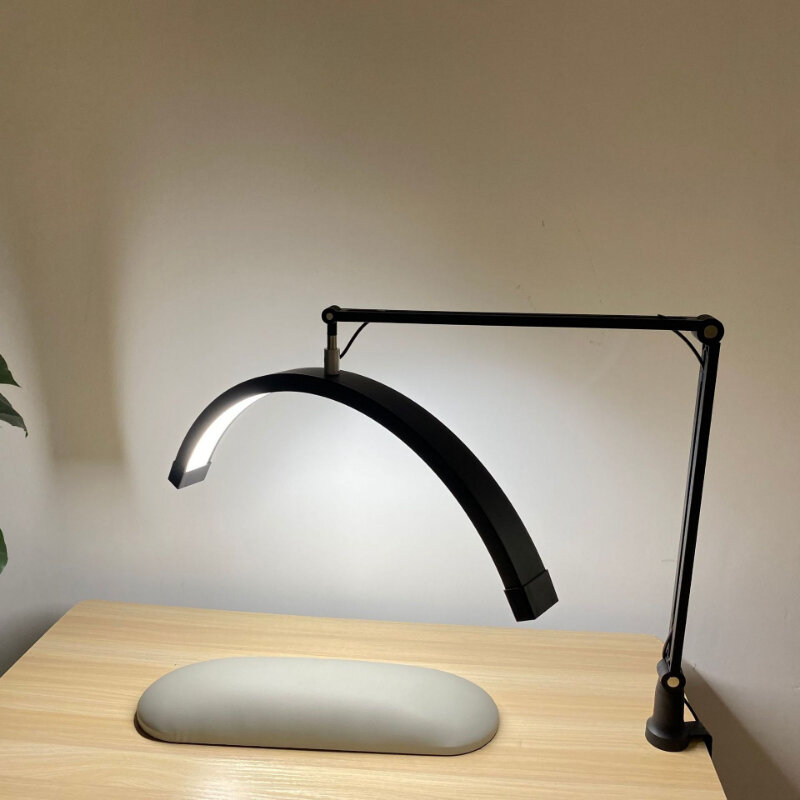 Настольная лампа для дизайна ногтей, специализированная U-образная настольная лампа в форме полумесяца для салона красоты, с вышивкой и защитой глаз, длинная лампа