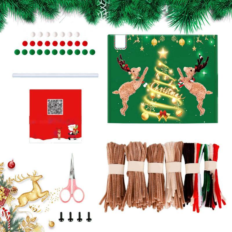 Christmas Reindeer Craft Plush Reindeer DIY Kit Christmas Toy Christmas Reindeer DIY Crafts Pipe Cleaners Art Craft Set Home