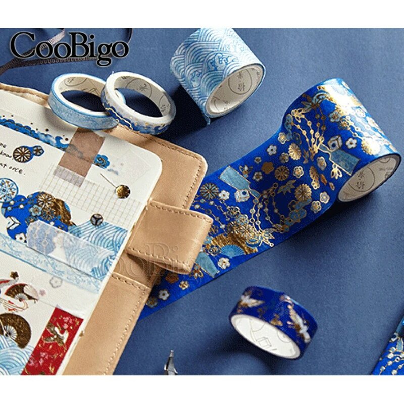 5 rolls/box Decorative Tapes Set Retro Divine Gold Crane Chinese Style DIY Washi Tape Masking Tape for Gift Wrapping Handbook