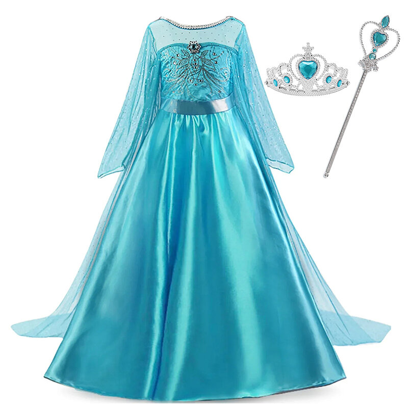 Disney-disfraz de Frozen 2 para niñas, vestido de Elsa y Anna para niñas, vestidos de fiesta de Halloween, Carnaval y Pascua, 2024