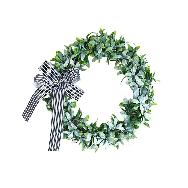 Artificial Green Leaves Wreath Greenery Wreath Easy to Hang Realistic Texture Wreath for Front Door Plant Garland for Spring