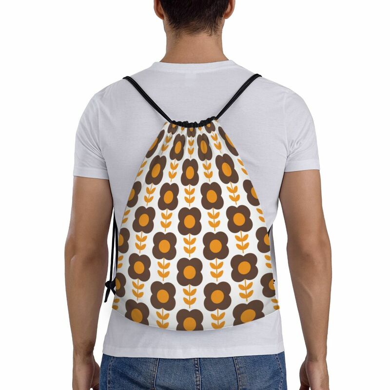 Orla Kiely-mochila con cordón para hombre y mujer, bolsa ligera con diseño de flores escandinavas y múltiples tallos, saco deportivo para entrenamiento y gimnasio
