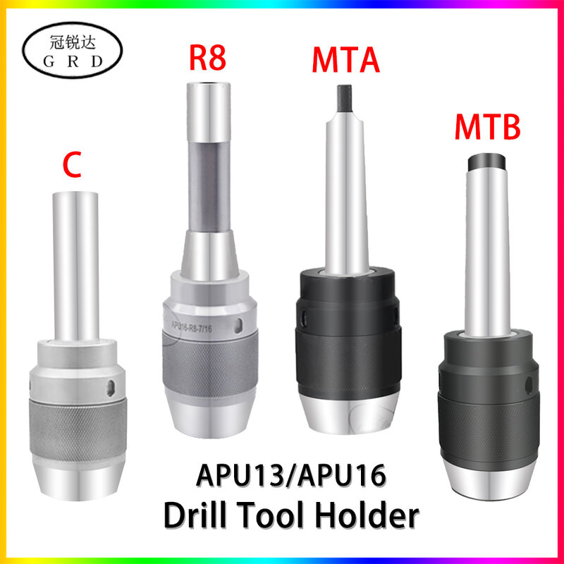 MT2 MT3 MT4 C20 C25 C32 R8 7/16 M12 Tool Holder Spindle APU13 APU16 CNC Integrated self-tightening Morse three-jaw drill chuck