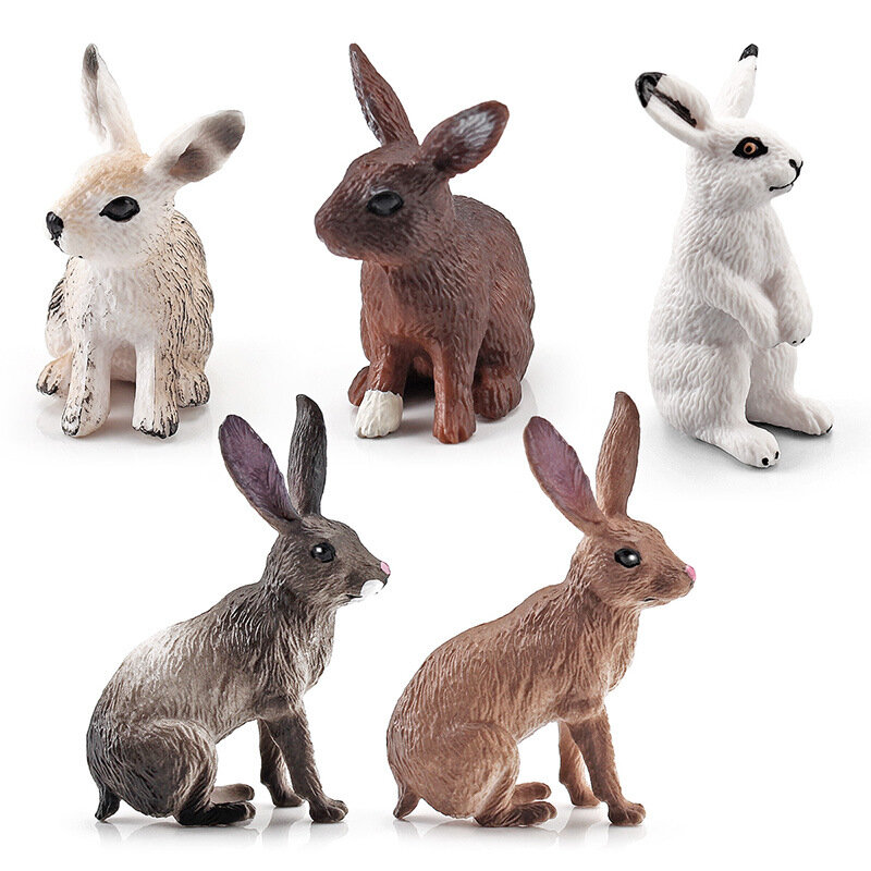 시뮬레이션 동물원 액션 피규어 농장 토끼 모델 완구 어린이 귀여운 미니 동물 입상 교육 완구 선물 홈 장식