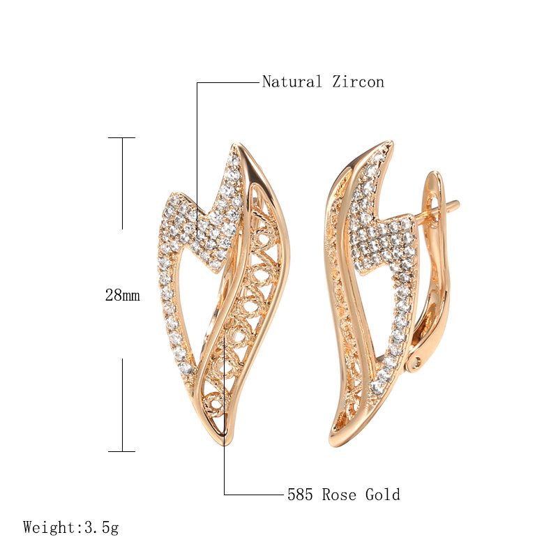 SYOUJYO Luxury 585 orecchini con ali Color oro per donna Cubic Zirconia Full pavimentato Bride Wedding Fine Jewelry orecchini Vintage