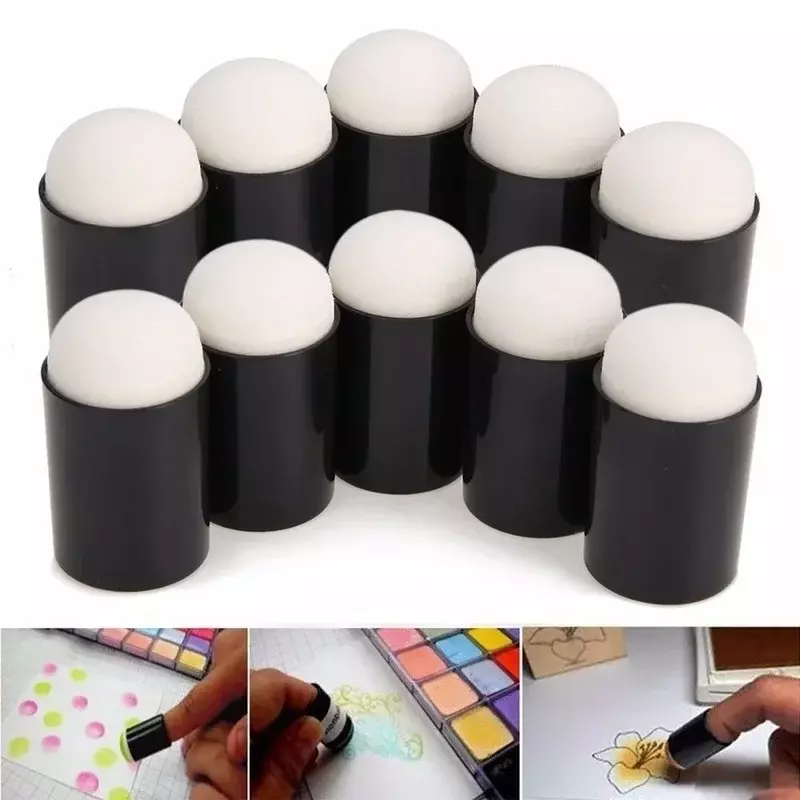 Finger Sponge Case para pintura escolar, Ink Stamping, Crayon Reborn, DIY Craft Art Tool, Aplicar Espuma Folha, 15x32mm, 10Pcs