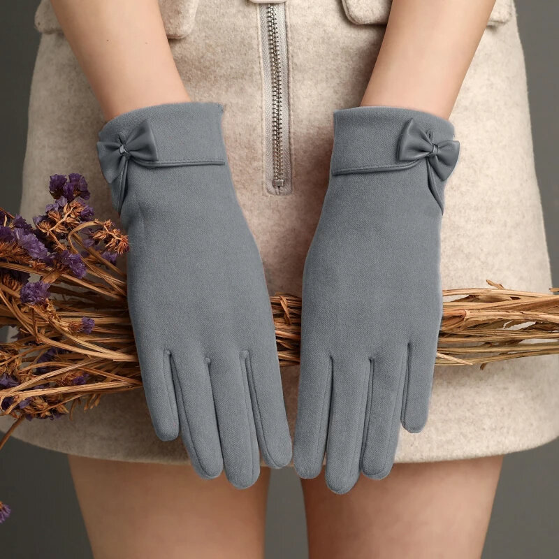 2pcs Women Plush Touch Screen Gloves Elegant Windproof Mittens Female Warm Velvet Driving Gloves Outdoor Riding Cashmere Mittens