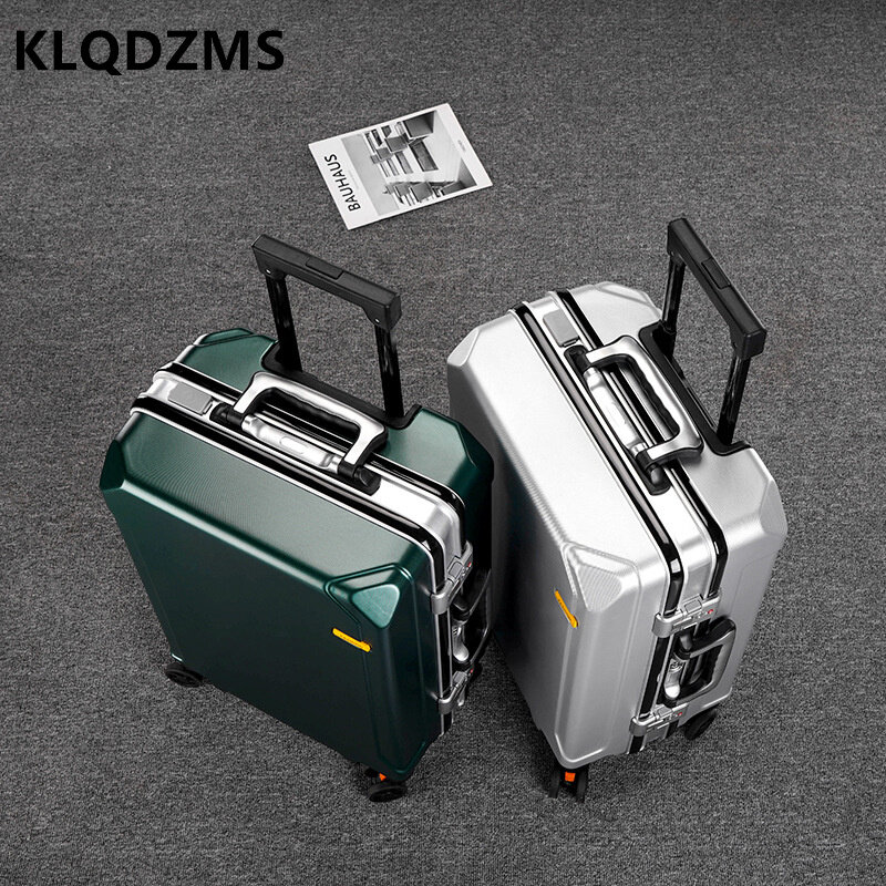 KLQDZMS-Valise à Roulettes PC de Grande Capacité pour Homme, Valise d'Embarquement avec Cadre en Aluminium pour Étudiantes Japonaises, Nouvelle Collection
