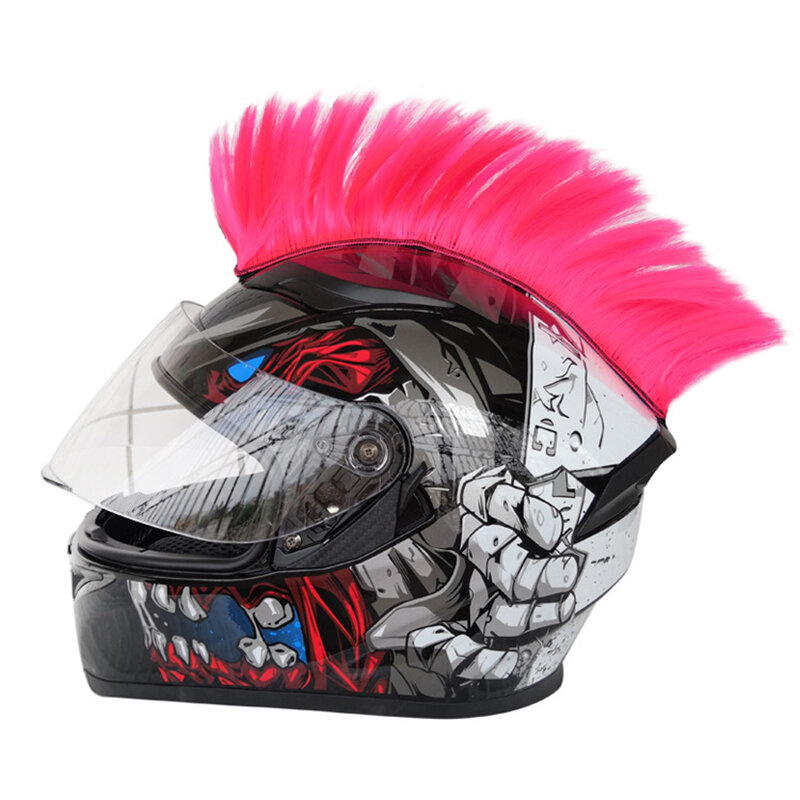 Цветные украшения для шлема, универсальные синтетические парики в стиле панк для езды на велосипеде, Искусственные парики Mohawk многоразовог...