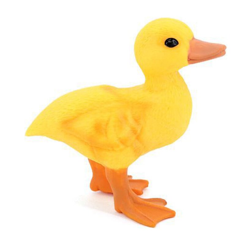 Patung hewan realistis bebek pertanian, patung binatang bebek kecil untuk pesta anak-anak, mainan kuning