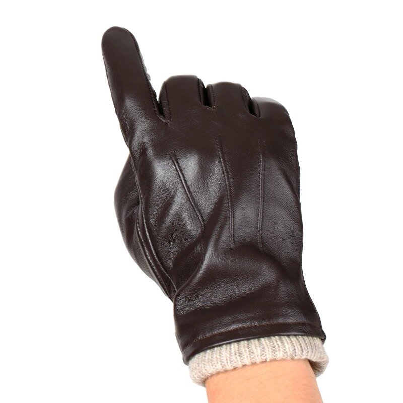 Winter Thermal PU Leather Gloves for Men Windproof Warm Touchscreen Texting Typing Driving Motorcycle Gloves with Wool Lining