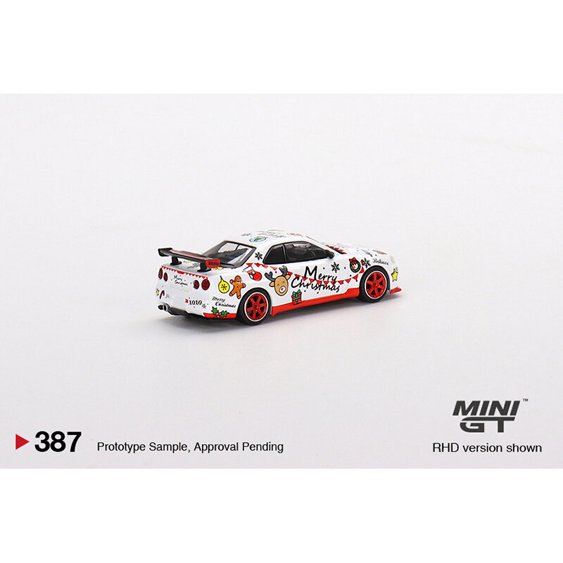 Pressa MINI GT 1:64 GTR R34 limite di natale lega Diorama collezione di modelli di auto in miniatura Carros Toys 387