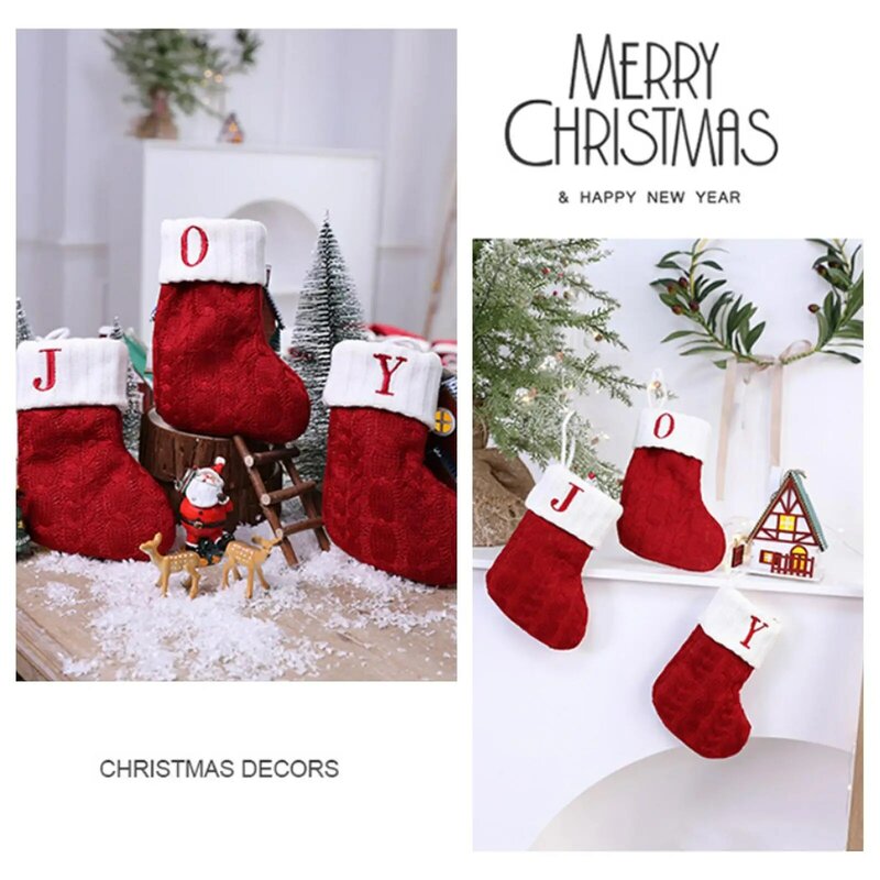 جوارب منسوجة من ندفة الثلج لعيد الميلاد ، جوارب حروف ، ديكور منزلي ، زخرفة شجرة الكريسماس ، هدية الولادة ، H3r6 ،