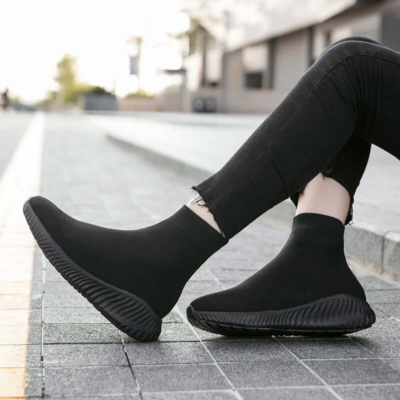 Strongshen mulheres botas casuais meias sapatos moda respirável sapatos de caminhada acolhedor elástico plataforma tornozelo boot inverno femmes bottes
