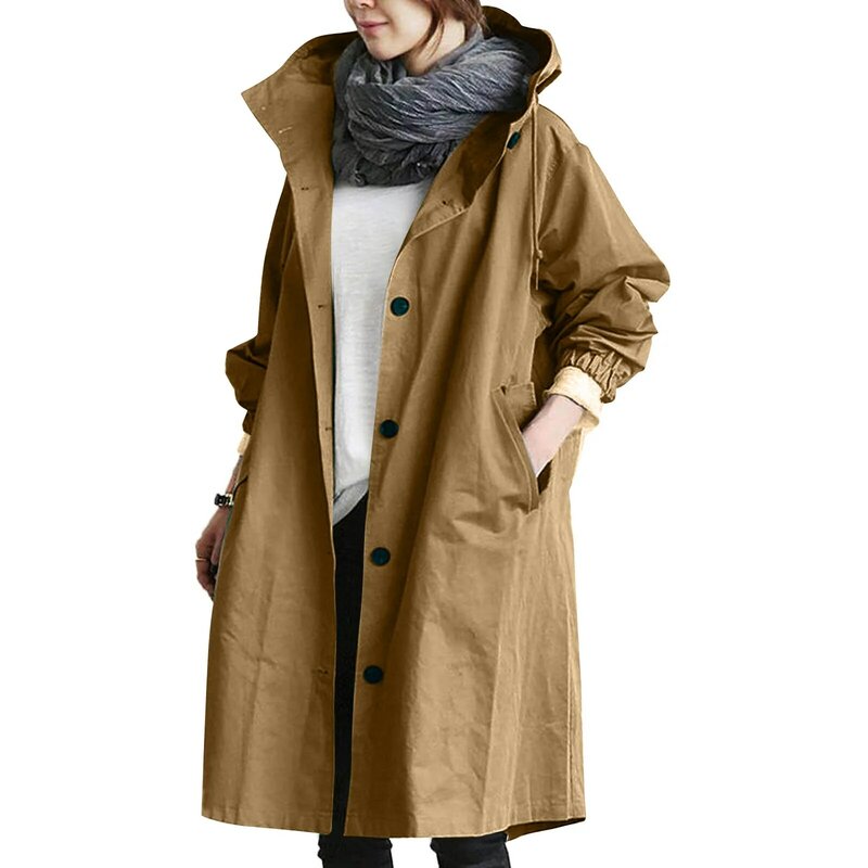Damski wodoodporna kurtka na zewnątrz wiosenno-jesienny, swobodny, luźna cienka, wiatroszczelny, wiatroszczelny płaszcz z kapturem