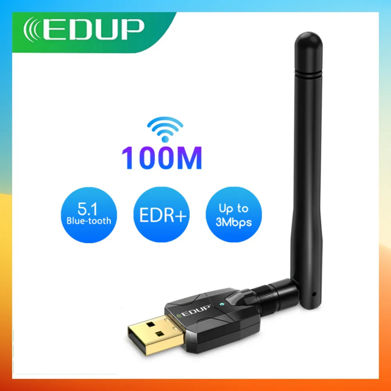 EDUP adattatore Bluetooth USB Bluetooth5.1 adattatore 100M Dongle Bluetooth a lungo raggio EDR ricevitore Wireless Transfer per PC e Desktop
