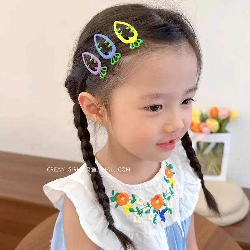 Heiße Kinder süße Karotte Haarnadel koreanische Süßigkeiten Farbe kawaii Haars pangen Kopf bedeckung Mädchen Kinder Haarschmuck Großhandel
