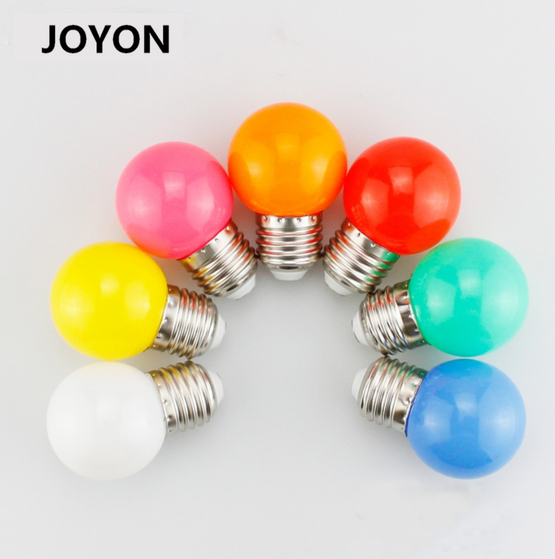 Bombilla LED colorida E27, 220V, G45, 7 colores, RGB, SMD3528, decoración, vacaciones, Navidad, 20 Uds.