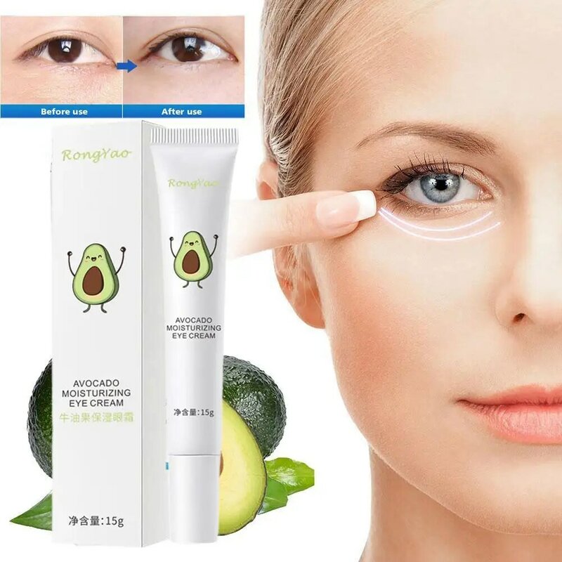 15g Avocado Moisturizing Eye Cream Fade Eye Bags Dark Circles Nourishing Firming Soothing Skin Eye Under Eyes Anti-Wrinkle Cream