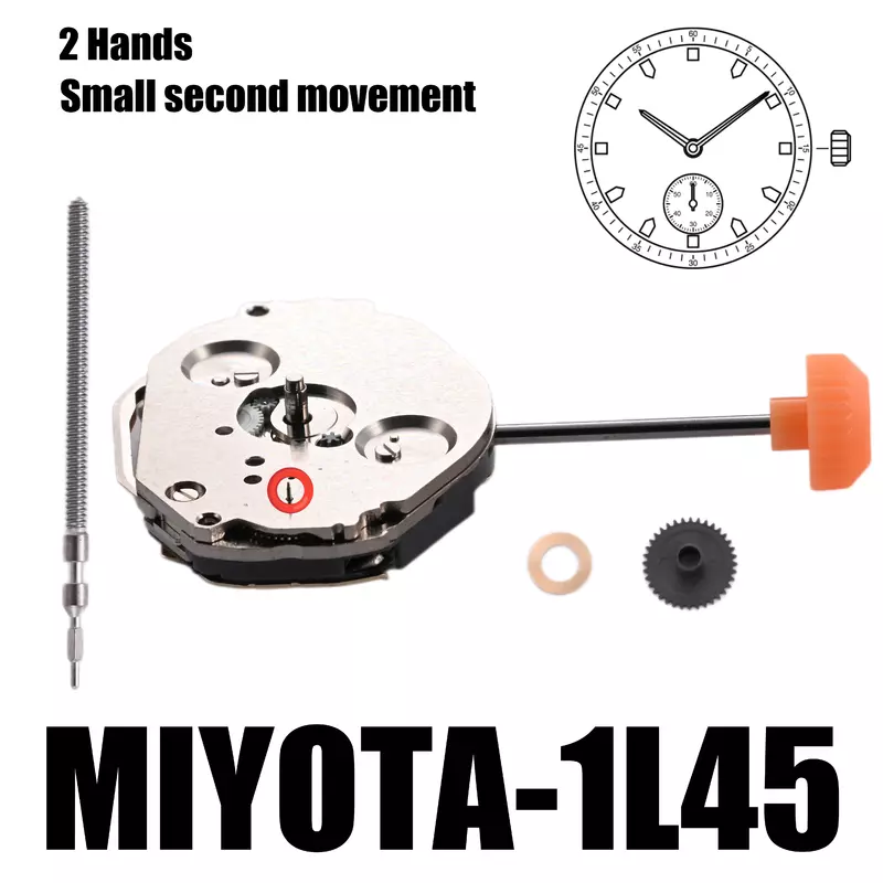 MIYOTA 1 l45 Standard | Ruch zegarka MIYOTA kaliber 1 l40, mała sekunda, standardowy ruch. Rozmiar: 6 3/4 × 8 ''do wysokości: 2.93mm