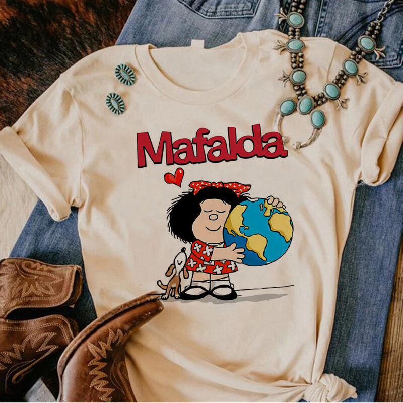 Футболка Mafalda, женская дизайнерская футболка Манга, женская уличная одежда 2000s, дизайнерская одежда