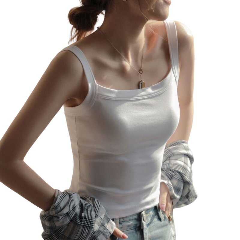 Модный летний антиэкспозиционный топ в рубчик с квадратным вырезом для майки-майки, повседневные майки для футболок, корейский