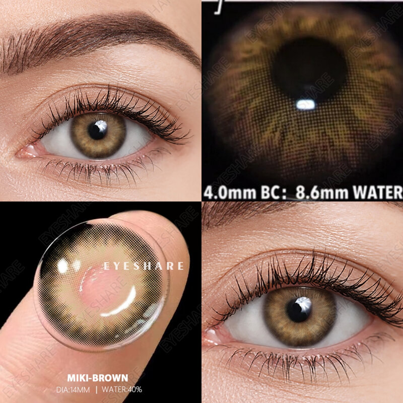 اييشيهير 2 قطعة عدسات لاصقة ملونة طبيعية للعيون عدسات لاصقة زرقاء بنية العين سنوية ماكياج تلميذ جميل عدسة ملونة