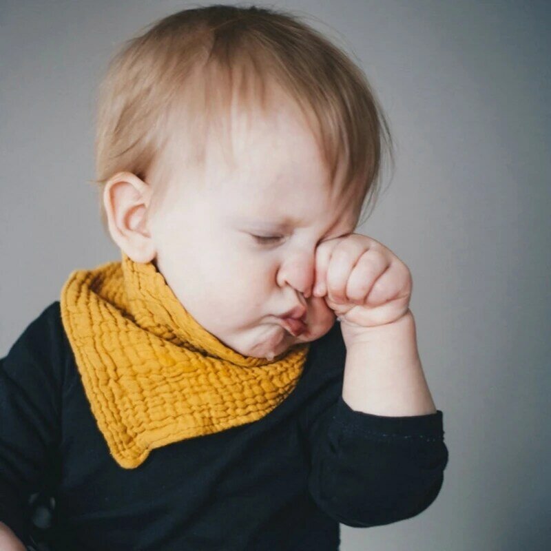 Yếm ăn cho trẻ mới biết đi 0-12M Đồ dùng cho trẻ sơ sinh 0-12M Nút chụp bằng vải màu trơn