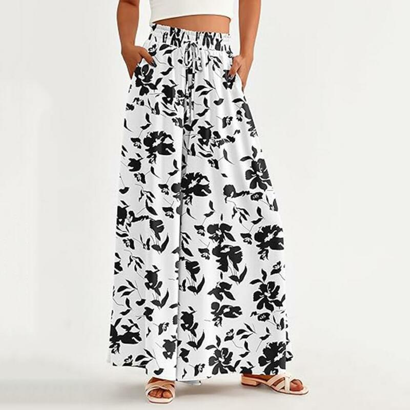Stylish Women Bottoms Stylish Women's Wide Leg Palazzo Pants with Pockets for Casual Lounge Beach Wear High Waist for Leisure
