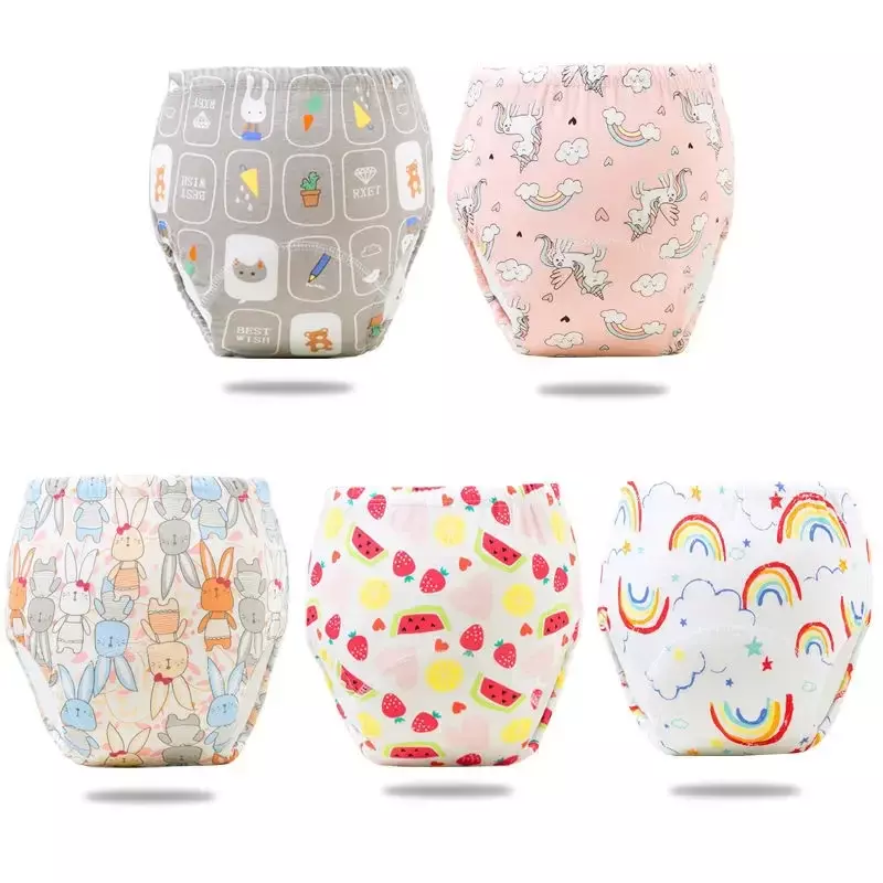 5PC  Baby Diaper Potty Training Pants Waterproof Washable Cotton Cleanliness Learning Panties Breathable Cloth