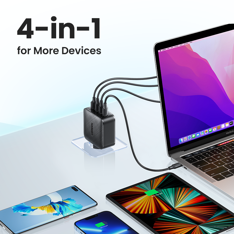 UGREEN-cargador GaN para tableta, dispositivo de carga rápida 3,0 4,0 SCP, Huawei, USB C, Xiaomi, Notebook