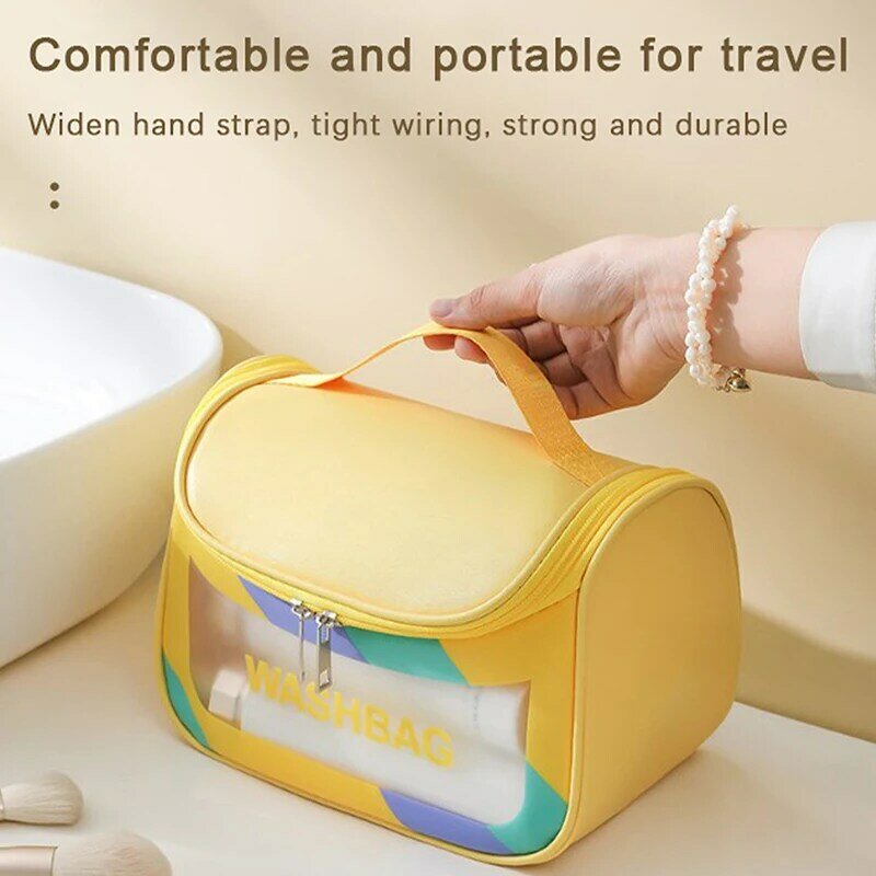 Borsa cosmetica portatile borsa da viaggio femminile articoli da toeletta organizzare Kit di lavaggio in PVC impermeabile custodia per trucco con cerniera trasparente